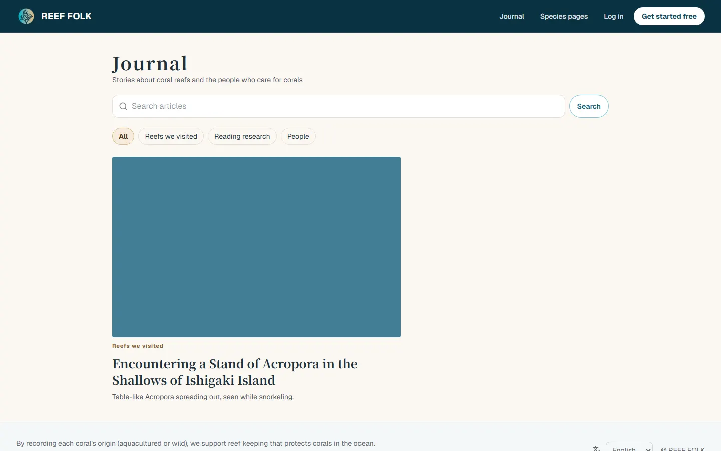 Journal: an article about a coral reef